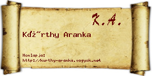 Kürthy Aranka névjegykártya